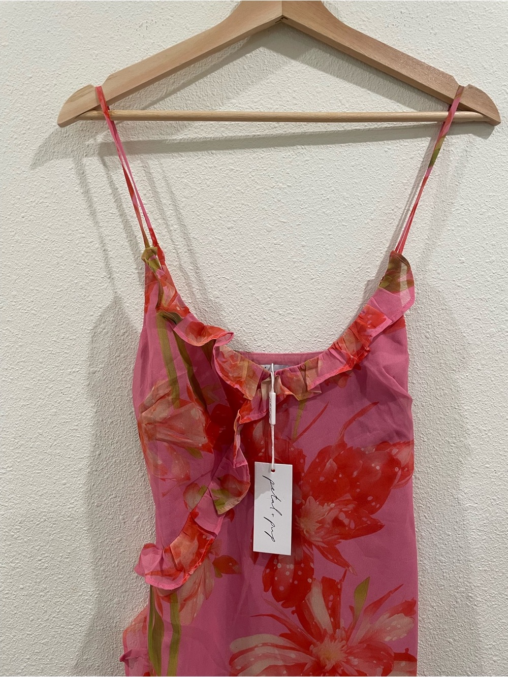 Petal and Pup Charli Pink Floral Tropical Print Slip Midi Dress NWT XS - Picture 8 of 15